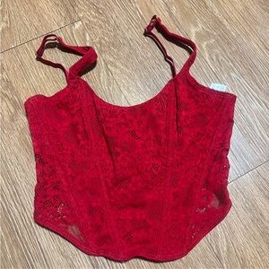 red corset top